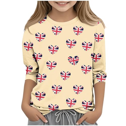 KIDSZJA Sommerkleidung für Teenager, Mädchen, Rundhalsausschnitt, Union Jack, Oberteil, britische Flagge, Kleiderschrank, Essentials, Hemd, 3/4-Ärmel, Schulanfang, Bluse, Strand, Urlaub und KIDSZJA Sommerkleidung für Teenager, Mädchen, Rundhalsausschnitt, Union Jack, Oberteil, britische Flagge, Kleiderschrank, Essentials, Hemd, 3/4-Ärmel, Schulanfang, Bluse, Strand, Urlaub und von KIDSZJA