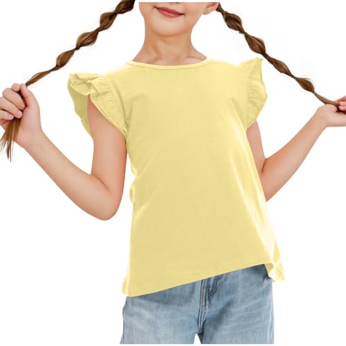 KIDSZJA Süße Kleidung für Mädchen, stilvoll, weich, dehnbar, UV-Schutz, LSF 50+, lange Bluse, Rundhalsausschnitt, kurze Ärmel, Raglan-Tunika, Baumwollhemden, UK-Rüschenärmel, Vorschule, legere KIDSZJA Süße Kleidung für Mädchen, stilvoll, weich, dehnbar, UV-Schutz, LSF 50+, lange Bluse, Rundhalsausschnitt, kurze Ärmel, Raglan-Tunika, Baumwollhemden, UK-Rüschenärmel, Vorschule, legere von KIDSZJA