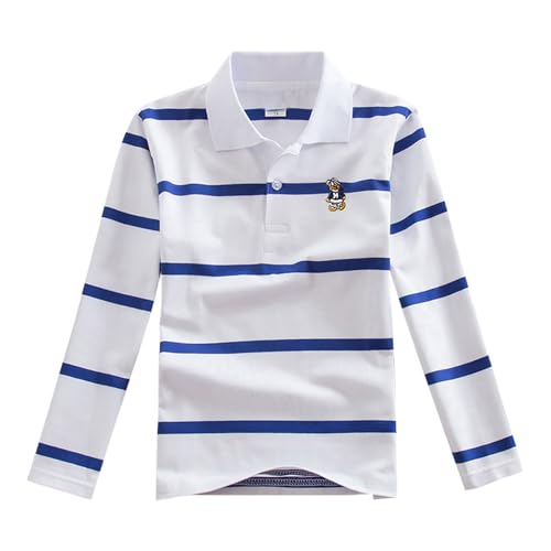 KIDSZJA T-Shirt für Teenager, Mädchen, Sommer, Revers, gestreift, klassisch, Knopfleiste, Polo, bequem, stilvoll, Baumwolle, Freizeitkleidung, langärmelig, Blusen, Sport, Spielplatz, Abenteuer KIDSZJA T-Shirt für Teenager, Mädchen, Sommer, Revers, gestreift, klassisch, Knopfleiste, Polo, bequem, stilvoll, Baumwolle, Freizeitkleidung, langärmelig, Blusen, Sport, Spielplatz, Abenteuer von KIDSZJA