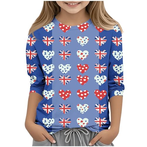 KIDSZJA T-Shirt für Teenager, Mädchen, Sommerkleidung, britische Flagge, Union Jack, Rundhalsausschnitt, Spielplatz-Ready-Design, Blusen, UK, elegant, 3/4-Ärmel, lustig, umweltfreundlich, Picknick KIDSZJA T-Shirt für Teenager, Mädchen, Sommerkleidung, britische Flagge, Union Jack, Rundhalsausschnitt, Spielplatz-Ready-Design, Blusen, UK, elegant, 3/4-Ärmel, lustig, umweltfreundlich, Picknick von KIDSZJA
