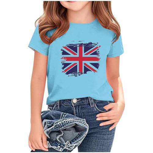 KIDSZJA Today'S Deals Mädchen-Blusen Union Jack England Fußball Weltmeisterschaft Kleidung atmungsaktiv und leicht weiche Baumwolle Shirts UK Britische Flagge Tops Outdoor Spielen Strand Schule von KIDSZJA