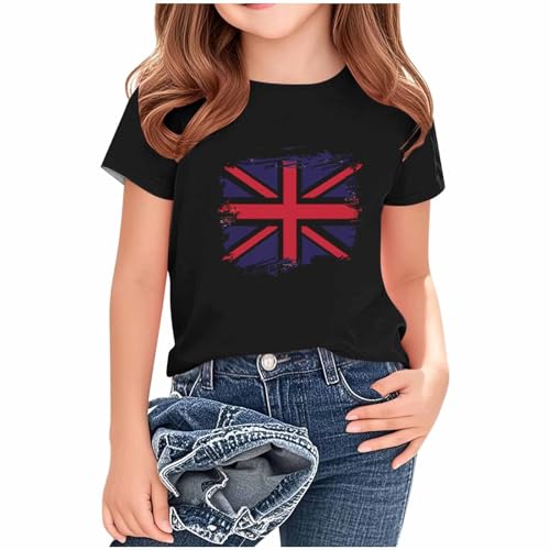 KIDSZJA Today'S Deals Top Kinder Mädchen atmungsaktiv und leicht England Fußball Weltmeisterschaft Blusen UK Union Jack weiche Baumwolle Shirt Britische Flagge Kleidung für Teenager Outdoor Spielen von KIDSZJA