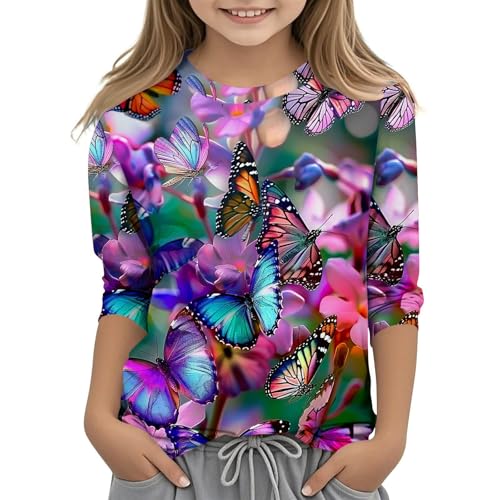KIDSZJA Today'S Lightning Deals Oberteil, Mädchen, lange Tunika, Sommer, niedlich, atmungsaktiv, Baumwolle, Kinderkleidung, Schmetterlings-Druck, lässig, Alltag, Hemd, britische Grundschule, Outfits KIDSZJA Today'S Lightning Deals Oberteil, Mädchen, lange Tunika, Sommer, niedlich, atmungsaktiv, Baumwolle, Kinderkleidung, Schmetterlings-Druck, lässig, Alltag, Hemd, britische Grundschule, Outfits von KIDSZJA
