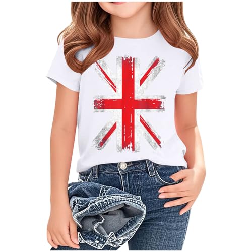 KIDSZJA Tops für Mädchen, England-Fußball-Weltmeisterschaft, leicht, bequem, Union-Jack-Konzert-Outfit, Bluse, UK-Kleidung, britische Flagge, Sporttag, Sommer, Schulaktivitäten KIDSZJA Tops für Mädchen, England-Fußball-Weltmeisterschaft, leicht, bequem, Union-Jack-Konzert-Outfit, Bluse, UK-Kleidung, britische Flagge, Sporttag, Sommer, Schulaktivitäten von KIDSZJA
