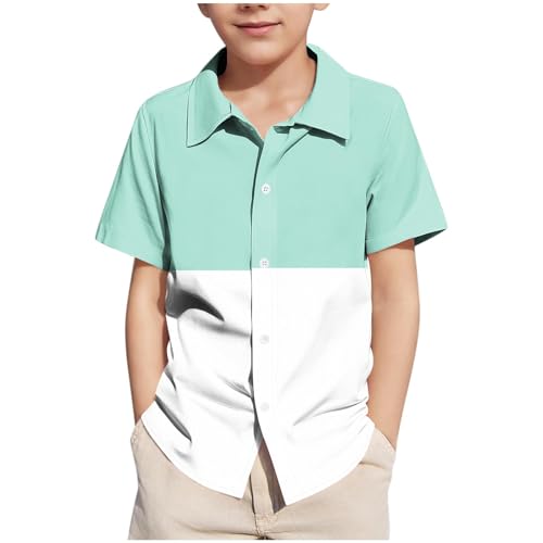 KIDSZJA Tops für Mädchen, Sommer, Farbblock, kurzärmelig, Knopfleiste, Kragen, Revers, Blusen, lässig, leicht, superweich, bequem, Sport, Alltag, 13–14 Jahre KIDSZJA Tops für Mädchen, Sommer, Farbblock, kurzärmelig, Knopfleiste, Kragen, Revers, Blusen, lässig, leicht, superweich, bequem, Sport, Alltag, 13–14 Jahre von KIDSZJA