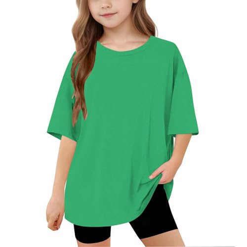 KIDSZJA Tops für Mädchen, Sommer, Übergröße, gebogener Saum, einfarbig, trendig, Streetwear, lockere Passform, bequem, weich, kurzärmelig, Rundhalsausschnitt, Bluse, Großbritannien, Geburtstag, Feiern KIDSZJA Tops für Mädchen, Sommer, Übergröße, gebogener Saum, einfarbig, trendig, Streetwear, lockere Passform, bequem, weich, kurzärmelig, Rundhalsausschnitt, Bluse, Großbritannien, Geburtstag, Feiern von KIDSZJA