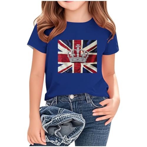 KIDSZJA Tops für Mädchen, Union Jack, trendige Streetwear-Bluse, Rundhalsausschnitt, bequem, weich, britische Flagge, Kleidung, kurzärmelig, England, Fußball, Weltmeisterschaft, T-Shirts KIDSZJA Tops für Mädchen, Union Jack, trendige Streetwear-Bluse, Rundhalsausschnitt, bequem, weich, britische Flagge, Kleidung, kurzärmelig, England, Fußball, Weltmeisterschaft, T-Shirts von KIDSZJA