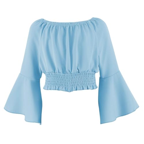 KIDSZJA Tops für Mädchen, plissiert, ausgestellte Ärmel, bequem und gemütlich, schulterfrei, Sommer-Kleidung, Baumwolle, bequeme Bluse, Schule, Partys, Hochzeiten, Geburtstagsgeschenke, 5 Jahre KIDSZJA Tops für Mädchen, plissiert, ausgestellte Ärmel, bequem und gemütlich, schulterfrei, Sommer-Kleidung, Baumwolle, bequeme Bluse, Schule, Partys, Hochzeiten, Geburtstagsgeschenke, 5 Jahre von KIDSZJA