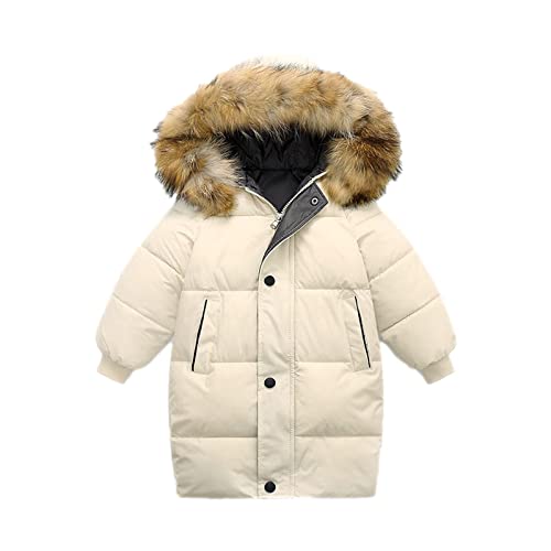 KIDSZJA Wintermantel für Kinder, Jungen, Mädchen, gepolstert, mit Kunstfellkragen, Daunenmantel, langer Schneeanzug, Schul-Outwear von KIDSZJA