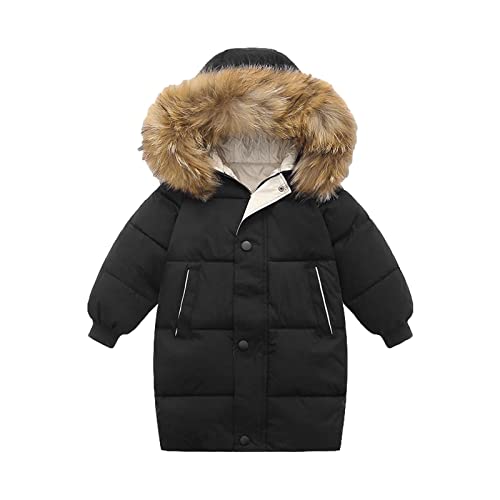 KIDSZJA Wintermantel für Kinder, Jungen, Mädchen, gepolstert, mit Kunstfellkragen, Daunenmantel, langer Schneeanzug, Schul-Outwear von KIDSZJA