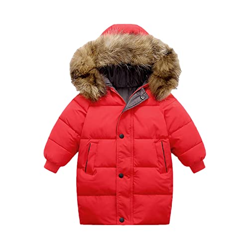 KIDSZJA Wintermantel für Kinder, Jungen, Mädchen, gepolstert, mit Kunstfellkragen, Daunenmantel, langer Schneeanzug, Schul-Outwear von KIDSZJA