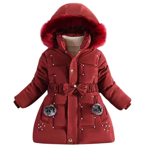 KIDSZJA Wintermantel für Mädchen, Pufferjacke, warm, lange Schulmäntel, Steppjacke mit Kunstfellkragen, Kinder-Schneeanzug, Fleece-gefüttert, Schneeanzug, Outwear, Ski-Schneeanzüge von KIDSZJA