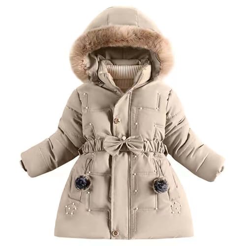 KIDSZJA Wintermantel für Mädchen, Pufferjacke, warm, lange Schulmäntel, Steppjacke mit Kunstfellkragen, Kinder-Schneeanzug, Fleece-gefüttert, Schneeanzug, Outwear, Ski-Schneeanzüge von KIDSZJA