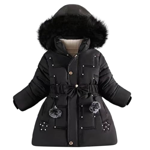KIDSZJA Wintermantel für Mädchen, Pufferjacke, warm, lange Schulmäntel, Steppjacke mit Kunstfellkragen, Kinder-Schneeanzug, Fleece-gefüttert, Schneeanzug, Outwear, Ski-Schneeanzüge von KIDSZJA