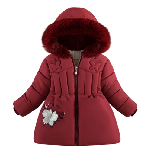 KIDSZJA Wintermantel für Mädchen, wattiert, lang, mit Kunstfell-Kapuze, Schmetterlings-Stickerei, Parka, dick, warm, mit Fleece gefüttert, Daunenjacken, Oberbekleidung, Schneeanzüge, Skischule KIDSZJA Wintermantel für Mädchen, wattiert, lang, mit Kunstfell-Kapuze, Schmetterlings-Stickerei, Parka, dick, warm, mit Fleece gefüttert, Daunenjacken, Oberbekleidung, Schneeanzüge, Skischule von KIDSZJA