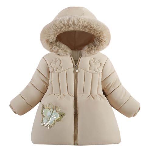 KIDSZJA Wintermantel für Mädchen, wattiert, lang, mit Kunstfell-Kapuze, Schmetterlings-Stickerei, Parka, dick, warm, mit Fleece gefüttert, Daunenjacken, Oberbekleidung, Schneeanzüge, Skischule KIDSZJA Wintermantel für Mädchen, wattiert, lang, mit Kunstfell-Kapuze, Schmetterlings-Stickerei, Parka, dick, warm, mit Fleece gefüttert, Daunenjacken, Oberbekleidung, Schneeanzüge, Skischule von KIDSZJA