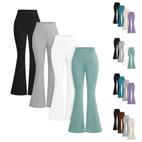 Kinder Hosen Mädchen 4 Stück Gerippte Strickstrumpfhose Schule Strumpfhosen Hohe Taille Ausgestellte Glocke Bootcut Leggings Athletic Outfits Nahtlose Hosen Lässig Komfort Dehnbar Sommer Tanz Kinder Hosen Mädchen 4 Stück Gerippte Strickstrumpfhose Schule Strumpfhosen Hohe Taille Ausgestellte Glocke Bootcut Leggings Athletic Outfits Nahtlose Hosen Lässig Komfort Dehnbar Sommer Tanz von KIDSZJA