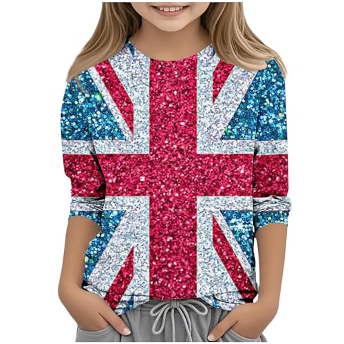 Kinder-Shirt, Mädchen, England, Fußball, Weltmeisterschaft, 3/4-Ärmel, Bluse, Großbritannien, Union Jack, Sommer, dehnbar, Kinderkleidung, Rundhalsausschnitt, britische Flagge, Tops, Gymnastik, Laufen Kinder-Shirt, Mädchen, England, Fußball, Weltmeisterschaft, 3/4-Ärmel, Bluse, Großbritannien, Union Jack, Sommer, dehnbar, Kinderkleidung, Rundhalsausschnitt, britische Flagge, Tops, Gymnastik, Laufen von KIDSZJA