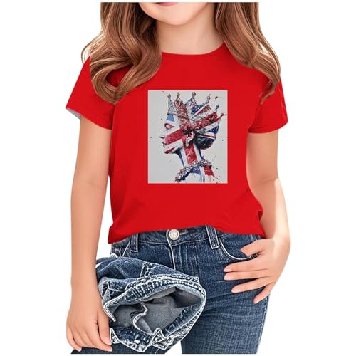 Today'S Lightning Deals Blusen für Mädchen, Großbritannien, England, Fußball, Weltmeisterschaft, Union Jack, Oberteil, britische Flagge, Baumwolle, weich, atmungsaktiv, Sommer-Baumwoll-Shirt Today'S Lightning Deals Blusen für Mädchen, Großbritannien, England, Fußball, Weltmeisterschaft, Union Jack, Oberteil, britische Flagge, Baumwolle, weich, atmungsaktiv, Sommer-Baumwoll-Shirt von KIDSZJA