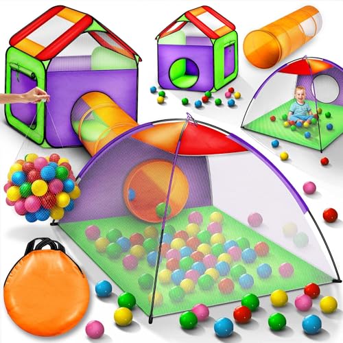 KIDUKU Kinderspielzelt Bällebad Pop Up Spielzelt Iglu Spielhaus + Krabbeltunnel + 200 Bälle + Tasche, für drinnen und draußen KIDUKU Kinderspielzelt Bällebad Pop Up Spielzelt Iglu Spielhaus + Krabbeltunnel + 200 Bälle + Tasche, für drinnen und draußen von KIDUKU