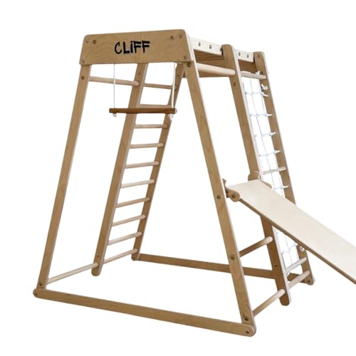 KIDWOOD Cliff Compact Indoor Klettergerüst aus Holz mit Rutsche und Trapez, Montessori Kinderzimmer, Kletterturm für Kinder, Made in EU, Qualität aus Österreich KIDWOOD Cliff Compact Indoor Klettergerüst aus Holz mit Rutsche und Trapez, Montessori Kinderzimmer, Kletterturm für Kinder, Made in EU, Qualität aus Österreich von KIDWOOD