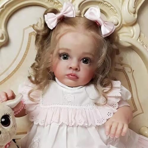 KIGKYO Reborn Baby Mädchen,23 Zoll / 60cm Um Simulation Baby Reborn Puppe Süßes Baby Handgefertigt 3D Haut von KIGKYO