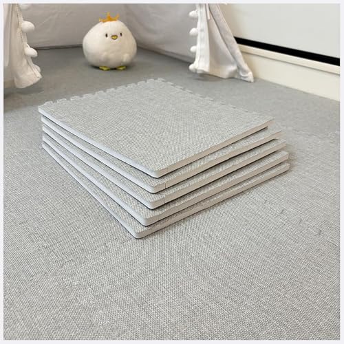 Puzzle-Schaumstoff-Spielmatten, quadratisch, ineinandergreifende Bodenmatte, DIY, weiche Schaumstoff-Fliesen, Hellgrau, 30 x 30 x 0,6 cm, 10 Stück von KIJyfgTR