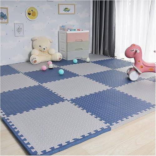 Schaumstoff-Bodenfliesen, quadratisch, ineinandergreifend, Puzzle-Spielmatte, 30 cm/60 cm, Marineblau + Grau, 10 Stück Schaumstoff-Bodenfliesen, quadratisch, ineinandergreifend, Puzzle-Spielmatte, 30 cm/60 cm, Marineblau + Grau, 10 Stück von KIJyfgTR