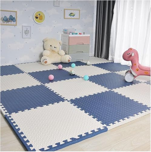 Schaumstoff-Bodenfliesen, quadratisch, ineinandergreifend, Puzzle-Spielmatte, 30 cm/60 cm, Marineblau + Weiß, 10 Stück Schaumstoff-Bodenfliesen, quadratisch, ineinandergreifend, Puzzle-Spielmatte, 30 cm/60 cm, Marineblau + Weiß, 10 Stück von KIJyfgTR