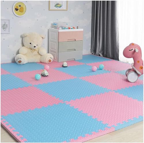 Schaumstoff-Bodenfliesen, quadratisch, ineinandergreifende Bodenmatte, Puzzle-Spielmatte, 30 cm / 60 cm, Hellblau + Rosa, 30,5 x 30,5 cm, 10 Stück Schaumstoff-Bodenfliesen, quadratisch, ineinandergreifende Bodenmatte, Puzzle-Spielmatte, 30 cm / 60 cm, Hellblau + Rosa, 30,5 x 30,5 cm, 10 Stück von KIJyfgTR