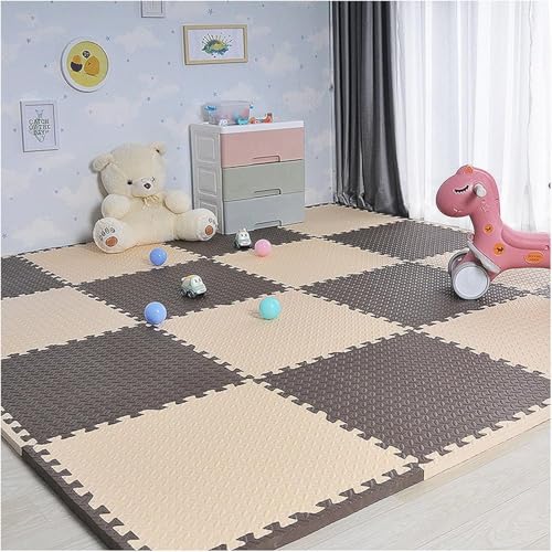 Schaumstoff-Bodenfliesen, quadratisch, ineinandergreifende Bodenmatte, Puzzle-Spielmatte, 30 cm / 60 cm, Kaffeebraun + Beige, 10 Stück Schaumstoff-Bodenfliesen, quadratisch, ineinandergreifende Bodenmatte, Puzzle-Spielmatte, 30 cm / 60 cm, Kaffeebraun + Beige, 10 Stück von KIJyfgTR