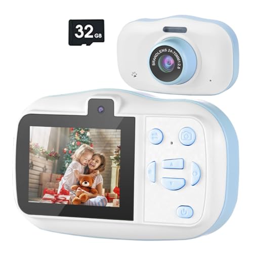 KIKAPA Kinderkamera Wasserdicht 1080P Mini Selfie Kinderspielzeug Digitalkameras 32G Video-Camcorder Spielzeug Kindergeburtstagsgeschenk-B Einfache Installation von KIKAPA