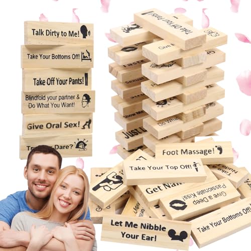 48Pcs Lust Tower, Paar Spiele für Paare, Spiel Erwachsene, Super Naughty Block Tower Game, Holzblöcke für Paare Freches Spiel, Tumbling Tower Blockspiele Valentinstag Paarspiele for Erwachsene 48Pcs Lust Tower, Paar Spiele für Paare, Spiel Erwachsene, Super Naughty Block Tower Game, Holzblöcke für Paare Freches Spiel, Tumbling Tower Blockspiele Valentinstag Paarspiele for Erwachsene von KIKVTER