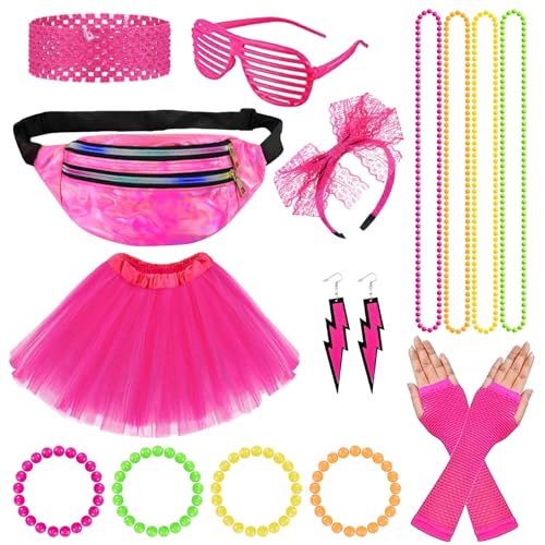 80er Jahre Outfit Damen, 90er Jahre Outfit Damen, 80er Jahre Accessoires mit Tutu, Neon Halskette Armband, Spitzenstirnband, Haarband, Ohrring, Brille und Netzhandschuhe für Party Fasching Karneval 80er Jahre Outfit Damen, 90er Jahre Outfit Damen, 80er Jahre Accessoires mit Tutu, Neon Halskette Armband, Spitzenstirnband, Haarband, Ohrring, Brille und Netzhandschuhe für Party Fasching Karneval von KIKVTER