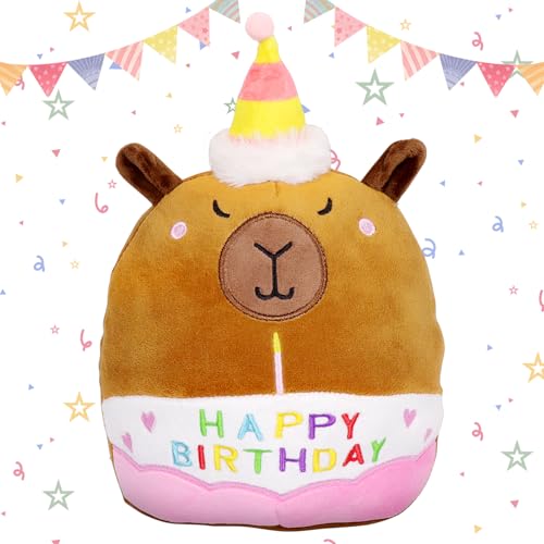 Capybara Kuscheltier, 25cm Happy Birthday Plüschtier, Geburtstag Kuscheltier Plüschtier, Stofftier Kawaii Capybara, Plüsch Plüschkissen Spielzeug, Geburtstag Geschenk für Kinder Jungen Mädchen Capybara Kuscheltier, 25cm Happy Birthday Plüschtier, Geburtstag Kuscheltier Plüschtier, Stofftier Kawaii Capybara, Plüsch Plüschkissen Spielzeug, Geburtstag Geschenk für Kinder Jungen Mädchen von KIKVTER