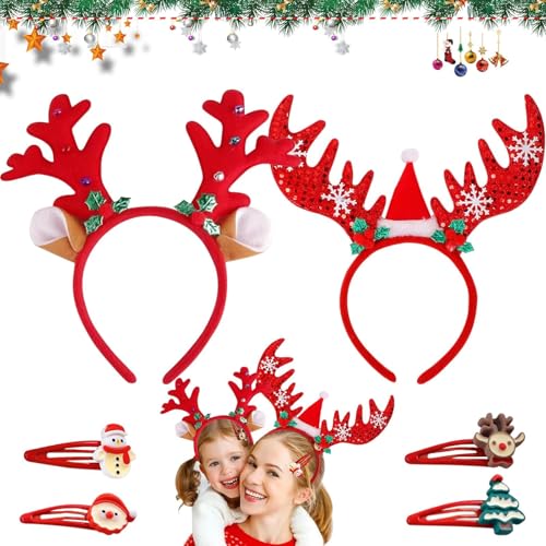 Haarreif Weihnachten, 2 Stück Glitzer Weihnachts Stirnbander, Rentier Geweih Kopfschmuck Haarband, Weihnachts Kopfschmuck, Weihnachtshaarreifen, Weihnachtsfeier Accessoire für Erwachsene Kinder Haarreif Weihnachten, 2 Stück Glitzer Weihnachts Stirnbander, Rentier Geweih Kopfschmuck Haarband, Weihnachts Kopfschmuck, Weihnachtshaarreifen, Weihnachtsfeier Accessoire für Erwachsene Kinder von KIKVTER