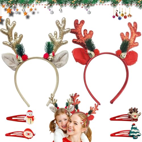 Haarreif Weihnachten, 2 Stück Weihnachts Kopfschmuck, Glitzer Weihnachts Stirnbander, Rentier Geweih Kopfschmuck Haarband, Weihnachtshaarreifen, Weihnachtsfeier Accessoire für Erwachsene Kinder Haarreif Weihnachten, 2 Stück Weihnachts Kopfschmuck, Glitzer Weihnachts Stirnbander, Rentier Geweih Kopfschmuck Haarband, Weihnachtshaarreifen, Weihnachtsfeier Accessoire für Erwachsene Kinder von KIKVTER