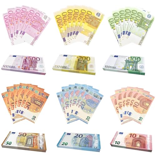 Spielgeld,120 Blätter Spielgeld Euro Scheine Nennwert 10/20/50/100/200/500, Geeignet für Kinder ältere Menschen, um Das Zählen Zählen zu Lernen und die Kognitiven Fähigkeiten des Geldes zu Verbessern von KIKVTER