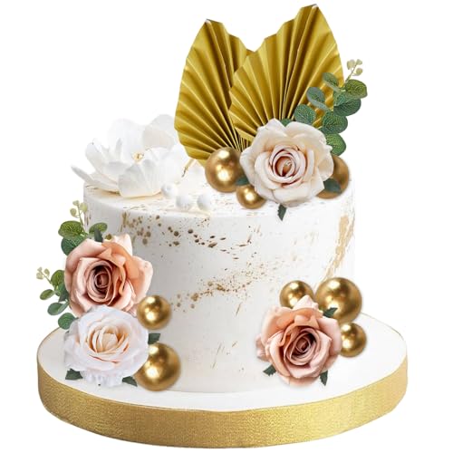 KIKVTER 22 Stück Boho Tortendeko, Blumen Golden Kugeln Hochzeit Cupcake Topper, Tortendeko Geburtstag, Rose Blume Tortendeko, DIY Geburtstag Babyparty Braut Cake Decoration KIKVTER 22 Stück Boho Tortendeko, Blumen Golden Kugeln Hochzeit Cupcake Topper, Tortendeko Geburtstag, Rose Blume Tortendeko, DIY Geburtstag Babyparty Braut Cake Decoration von KIKVTER