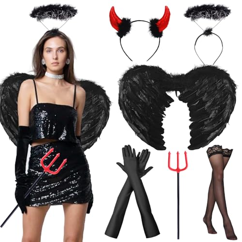 Engelsflügel Schwarz, Schwarzer Engel Kostüm Damen, 60cm Schwarze Flügel, Flügel Schwarz, Schwarzer Engel Kostüm Set, Halloween Kostüm Damen Halloween Party Karneval Cosplay Erwachsenes Kinder Engelsflügel Schwarz, Schwarzer Engel Kostüm Damen, 60cm Schwarze Flügel, Flügel Schwarz, Schwarzer Engel Kostüm Set, Halloween Kostüm Damen Halloween Party Karneval Cosplay Erwachsenes Kinder von KIKVTER