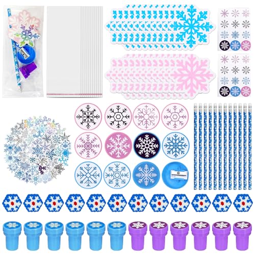 Schneeflocke Mitgebsel, 196Stk Kindergeburtstag Party Gastgeschenke, Winter Schneeflocke Aufkleber mit Schneeflocke Geschenktüten Bleistifte Radiergummi, Prinzessin Party Kinder Geschenke Give Aways Schneeflocke Mitgebsel, 196Stk Kindergeburtstag Party Gastgeschenke, Winter Schneeflocke Aufkleber mit Schneeflocke Geschenktüten Bleistifte Radiergummi, Prinzessin Party Kinder Geschenke Give Aways von KIKVTER