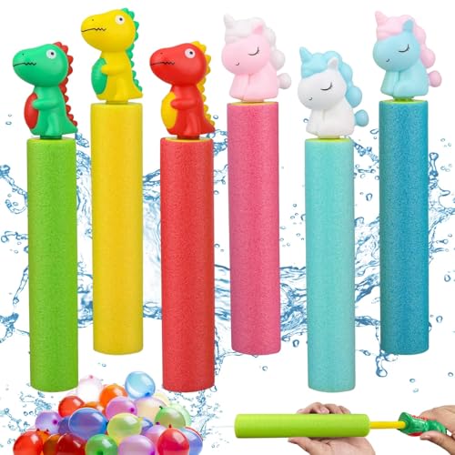 KIKVTER Wasserpistolen Kinder, 6 Stück Wasserspritzpistole Schaumstoff, Wasserspritzpistole, Wasserpistolen Schaumstoff mit 100St Wasserballons Wasserbomben, Wasserpistolen für Strand Pool Spielzeug KIKVTER Wasserpistolen Kinder, 6 Stück Wasserspritzpistole Schaumstoff, Wasserspritzpistole, Wasserpistolen Schaumstoff mit 100St Wasserballons Wasserbomben, Wasserpistolen für Strand Pool Spielzeug von KIKVTER