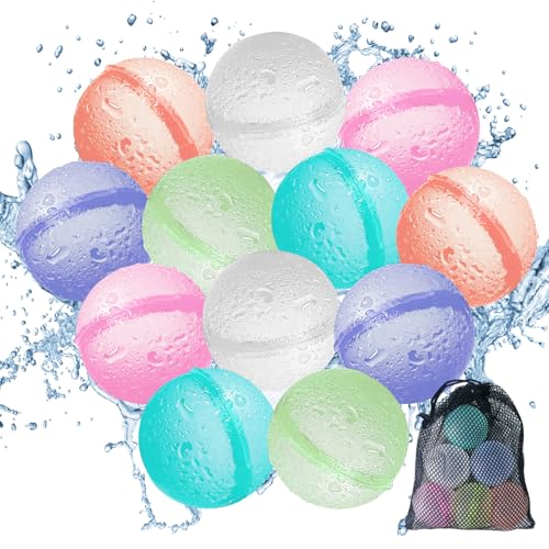 KIKVTER Wasserbomben Wiederverwendbar, 12 Stück Wasserbomben Wiederverwendbar, Wiederverwendbare Wasserbomben, Wasserballons Wiederverwendbar für Party Wasserschlacht KIKVTER Wasserbomben Wiederverwendbar, 12 Stück Wasserbomben Wiederverwendbar, Wiederverwendbare Wasserbomben, Wasserballons Wiederverwendbar für Party Wasserschlacht von KIKVTER