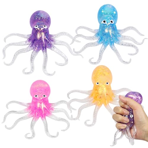 Stressball Octopus, 4 Stück Anti Stress Spielzeug, Squishy Anti Stress Bälle, Octopus Squeeze Ball, Squeeze Spielzeug, Antistressball, Stressball Kinder,Antistress Spielzeug für Kinder und Erwachsene Stressball Octopus, 4 Stück Anti Stress Spielzeug, Squishy Anti Stress Bälle, Octopus Squeeze Ball, Squeeze Spielzeug, Antistressball, Stressball Kinder,Antistress Spielzeug für Kinder und Erwachsene von KIKVTER