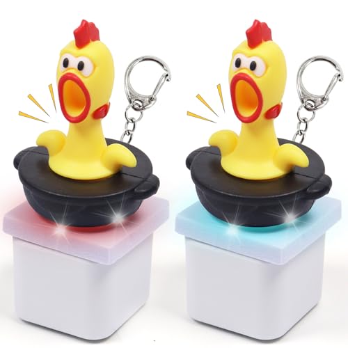 Tastatur Fidget Toys, 2 Stück LED Anti Stress Spielzeug Schlüsselanhänger, Fidget Spielzeug, Schreiend Hühner Schlüsselanhänger mit Licht&Sound, Fidget Toy für Kinder Erwachsene von KIKVTER