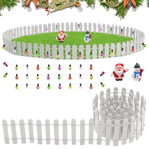Wichtel Zubehör Weihnachten, 90 x 5cm Miniatur Zaun Gartenzaun Holz, mit Deko Fairy Lights Lichterkette, Weihnachten Miniatur Zaun Holzzaun, Miniatur Wichtel Zubehör für Garten Puppenhaus Zubehör Wichtel Zubehör Weihnachten, 90 x 5cm Miniatur Zaun Gartenzaun Holz, mit Deko Fairy Lights Lichterkette, Weihnachten Miniatur Zaun Holzzaun, Miniatur Wichtel Zubehör für Garten Puppenhaus Zubehör von KIKVTER