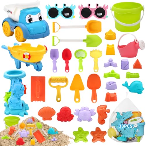KIMIGO 33 Sandspielzeug,Sandkasten Strand Spielzeug,Kinder Sandkasten Spielzeug mit Eimer,Sandförmchen,Sandschaufel,Netzbeutel,2 Krabben-Sonnenbrille,Ideal für Kinder zum Spielen am Strand KIMIGO 33 Sandspielzeug,Sandkasten Strand Spielzeug,Kinder Sandkasten Spielzeug mit Eimer,Sandförmchen,Sandschaufel,Netzbeutel,2 Krabben-Sonnenbrille,Ideal für Kinder zum Spielen am Strand von KIMIGO