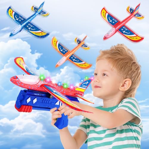 KIMIGO Flugzeug Spielzeug,Styropor Flugzeuge für Kinder mit Katapult & LED – 3 Flugzeug-Spielzeug Set,Wurfgleiter Outdoor Kinderspielzeug ab 3+ Jahre Geschenk für Junge/Mädchen KIMIGO Flugzeug Spielzeug,Styropor Flugzeuge für Kinder mit Katapult & LED – 3 Flugzeug-Spielzeug Set,Wurfgleiter Outdoor Kinderspielzeug ab 3+ Jahre Geschenk für Junge/Mädchen von KIMIGO