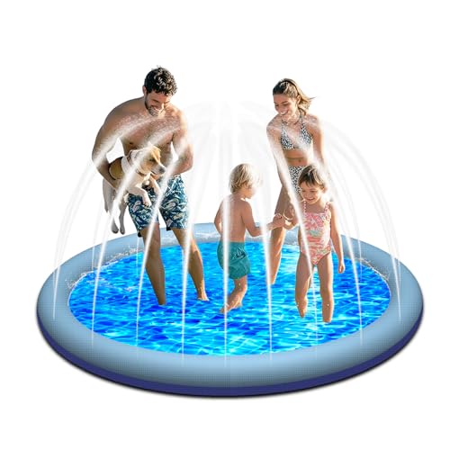KIMIGO Sprinkler Wasser,Splash Pad für Kinder,Spritzpad für Kinder und Hund,200CM Wasserspielzeug Hund Pool,Verdickte Splash Spielmatte Rutschfestes Wassersprinkler Pad Aufblasbares Wasserspielzeug KIMIGO Sprinkler Wasser,Splash Pad für Kinder,Spritzpad für Kinder und Hund,200CM Wasserspielzeug Hund Pool,Verdickte Splash Spielmatte Rutschfestes Wassersprinkler Pad Aufblasbares Wasserspielzeug von KIMIGO