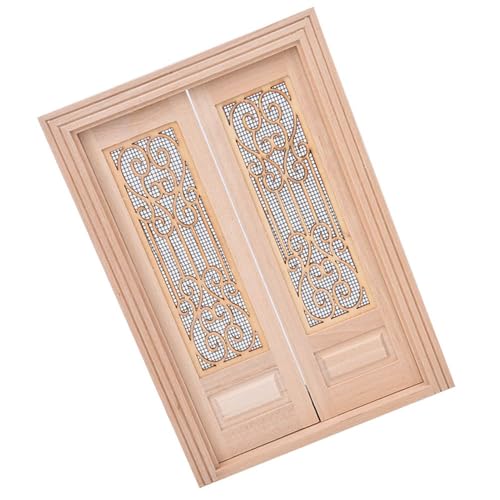 1/12 Dollhouse Extern, 1:12 Möbel Im Maßstab DIY Mini Unbemalt 1 12 Hohlblatttür Modell Holz Doppelzubehördekoration Dekoration Dekoration (Doppeltür) von KIMISS